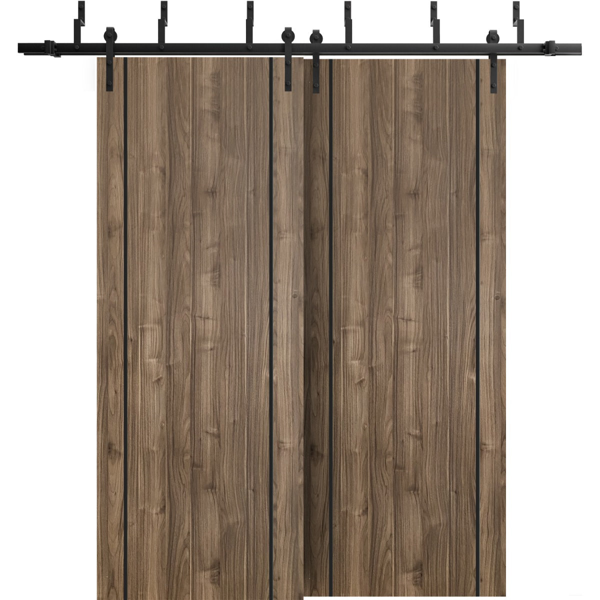 Interior Barn Bypass Door | Planum 0017 | Walnut, White | Hinges Handl ...