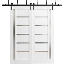 Interior Barn Bypass Door | Quadro 4088 | White | Hinges Handle