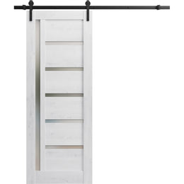 Interior Barn Door | Quadro 4088 | Nordic White, White | Hinges Handle