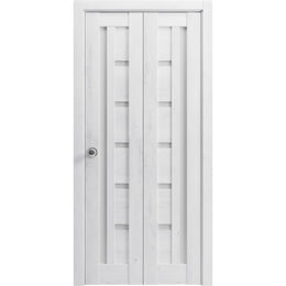 Interior Bi-fold Door | Quadro 4088 | Nordic White, White | Hinges Handle