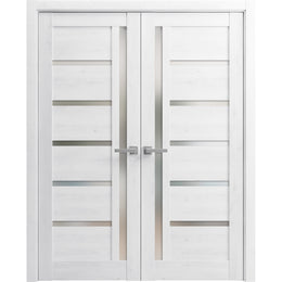 Interior Swing Double Door | Quadro 4088 | Nordic White, White | Hinges Handle