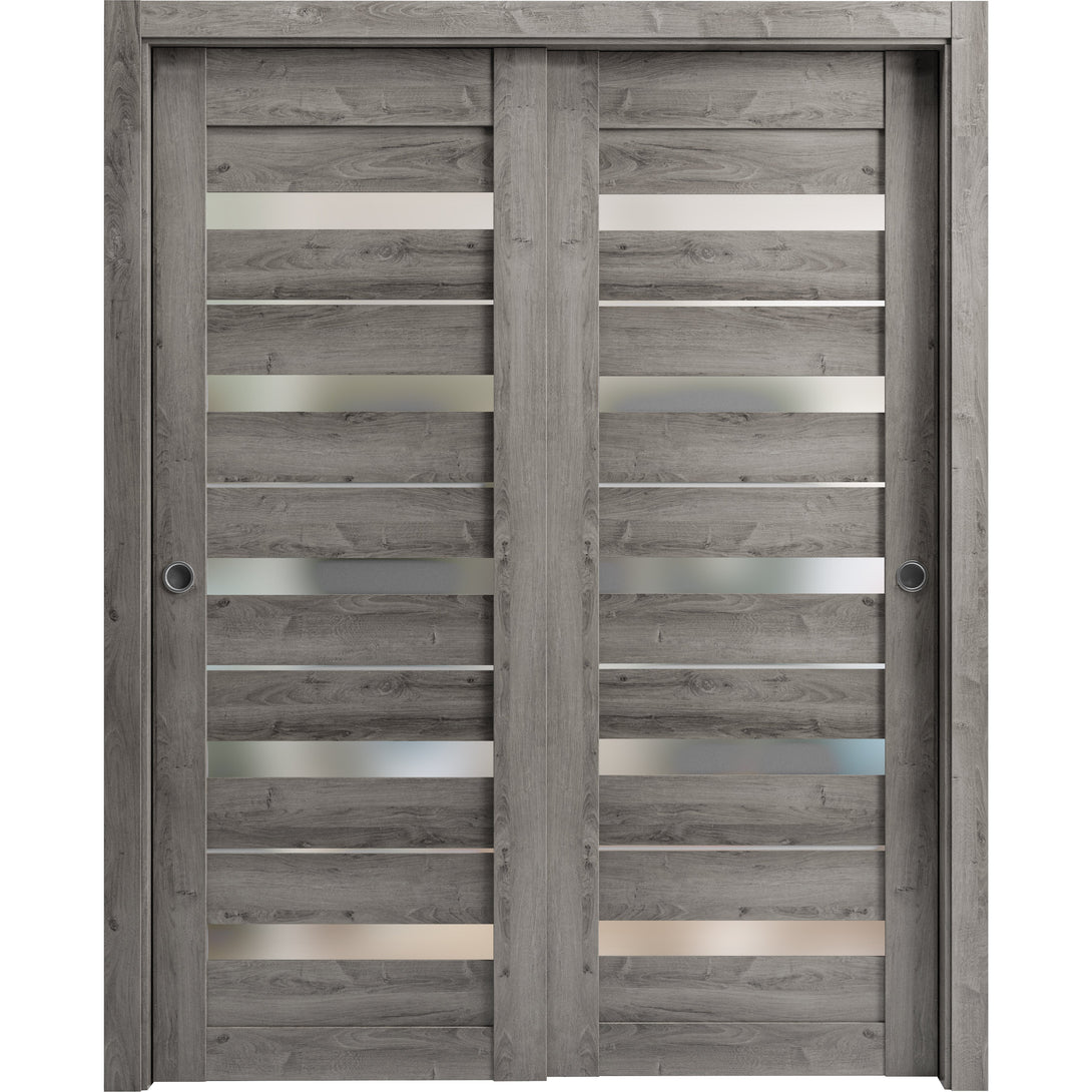Interior Closet Bypass Door | Quadro 4445 | Cognac Oak, Light Grey Oak ...