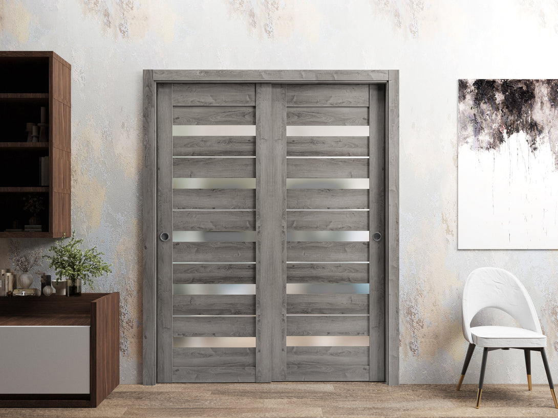 Interior Closet Bypass Door | Quadro 4445 | Cognac Oak, Light Grey Oak ...
