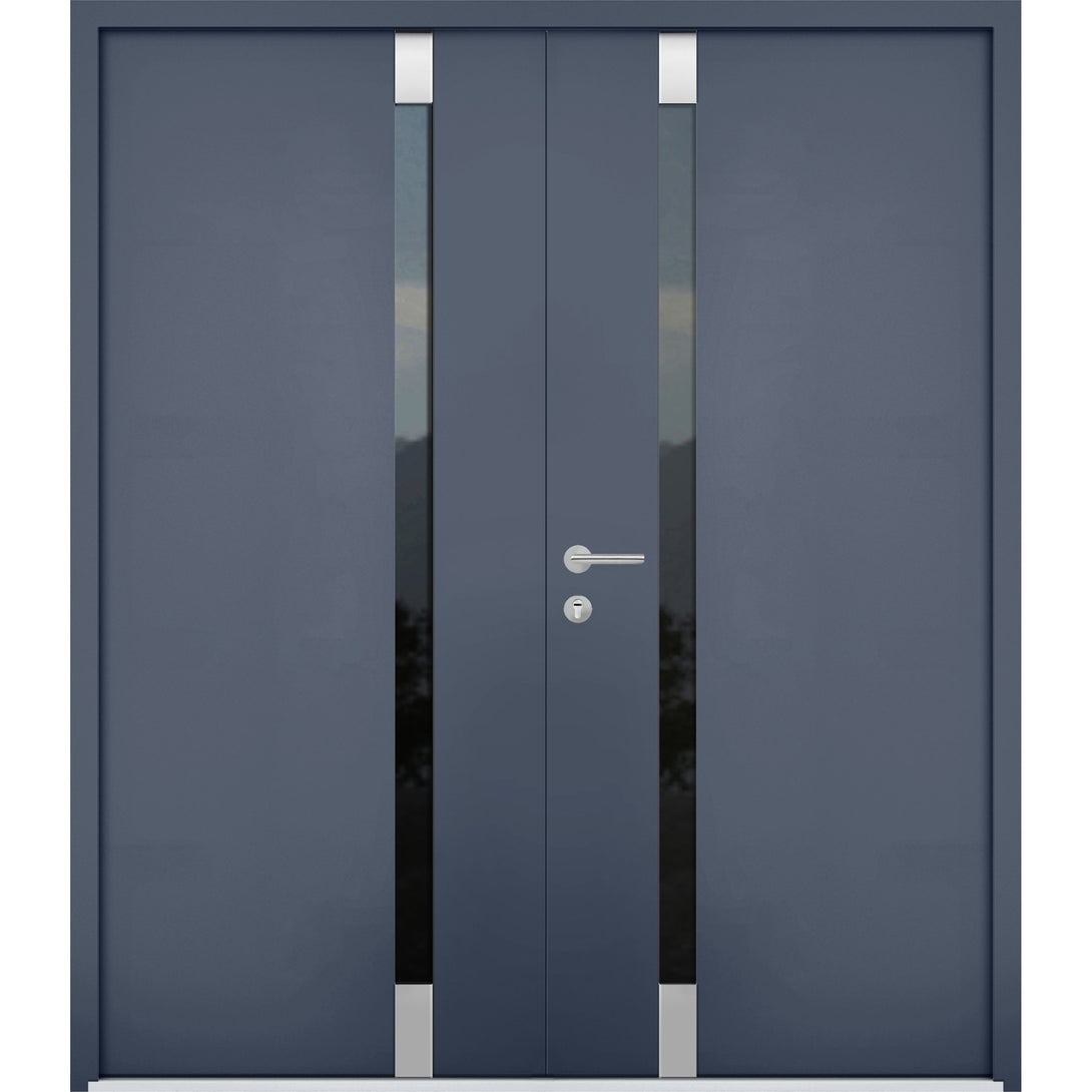 Exterior Aluminum Double Door | Cynex 6777 | Gray Graphite | Hinges Ha ...