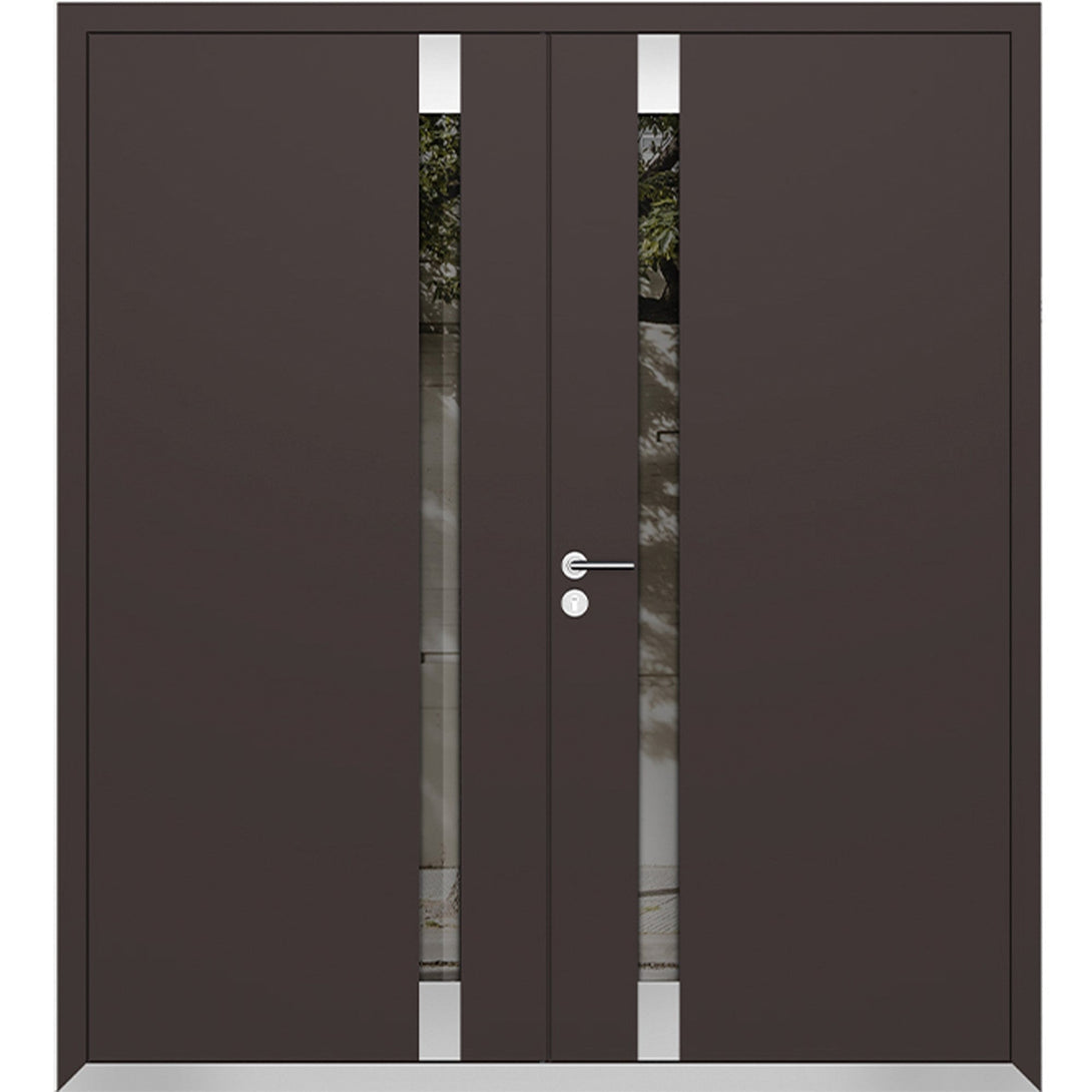 Front Exterior Prehung Aluminum Double Doors / Cynex 6777 Brown / Stee ...