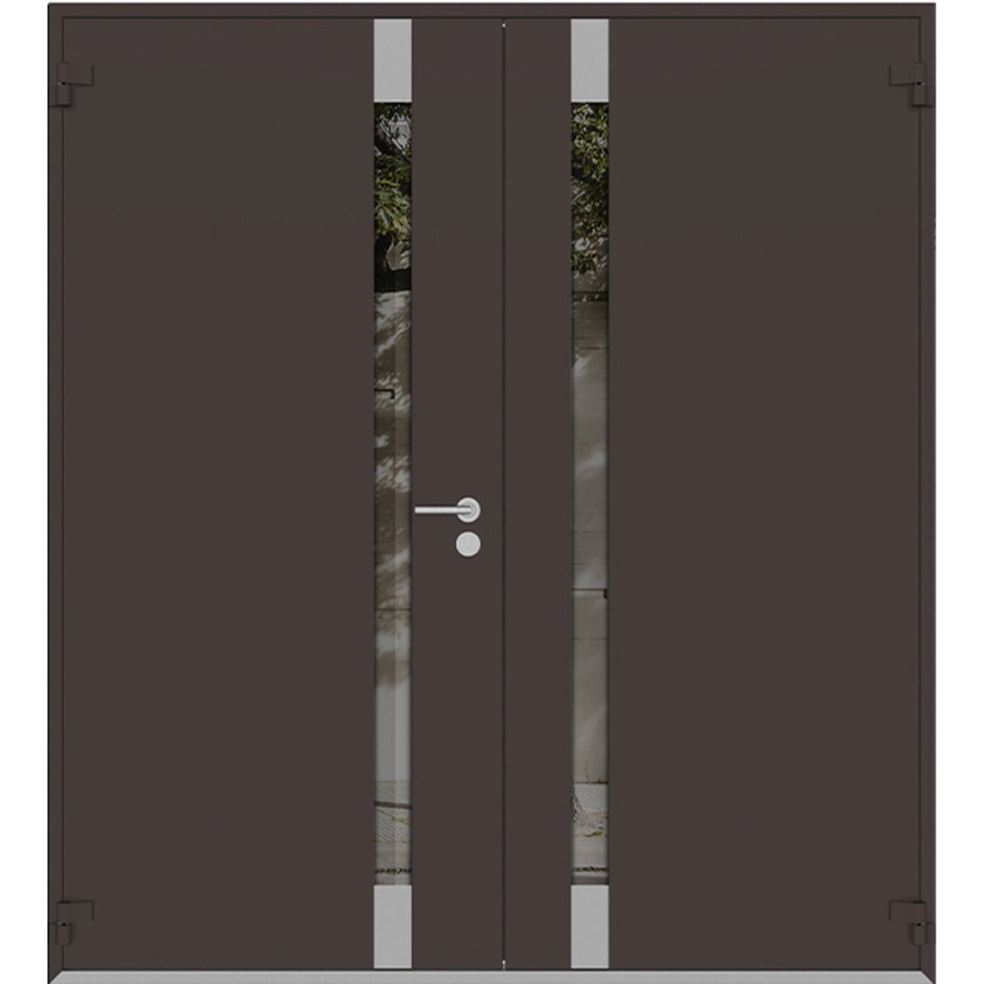 Exterior Wrought Iron Double Door | Cynex 6777 | Brown | Hinges Handle ...