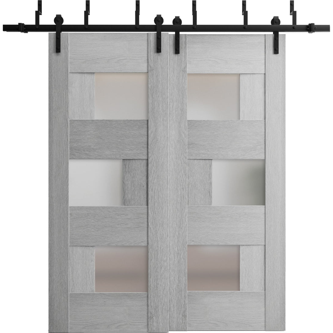 Interior Barn Bypass Door | Sete 6933 | Black Matte, Light Grey Oak, N ...