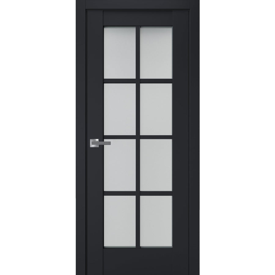 Interior Solid French Door Frosted Glass | Veregio 7412 | Single Regular Panel Frame Trims Handle | Bathroom Bedroom Sturdy Doors