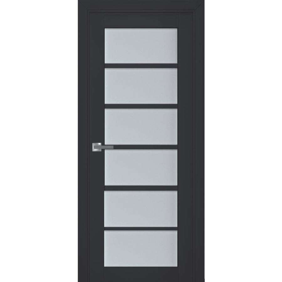 Interior Solid French Door Frosted Glass | Veregio 7602 | Single Regular Panel Frame Trims Handle | Bathroom Bedroom Sturdy Doors