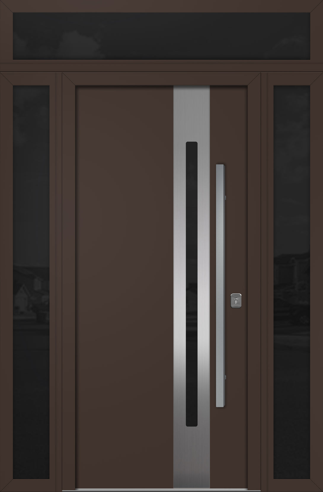Brown R Entry Graphics Nova-Inox S2 Premium Steel Entry Door - Brown Finish – Homenetics