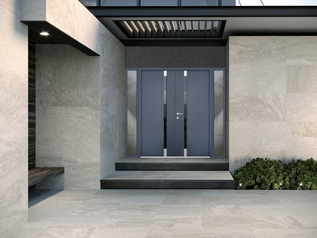 Exterior Wrought Iron Double Door | Cynex 6777 | Gray Graphite | Hinge ...