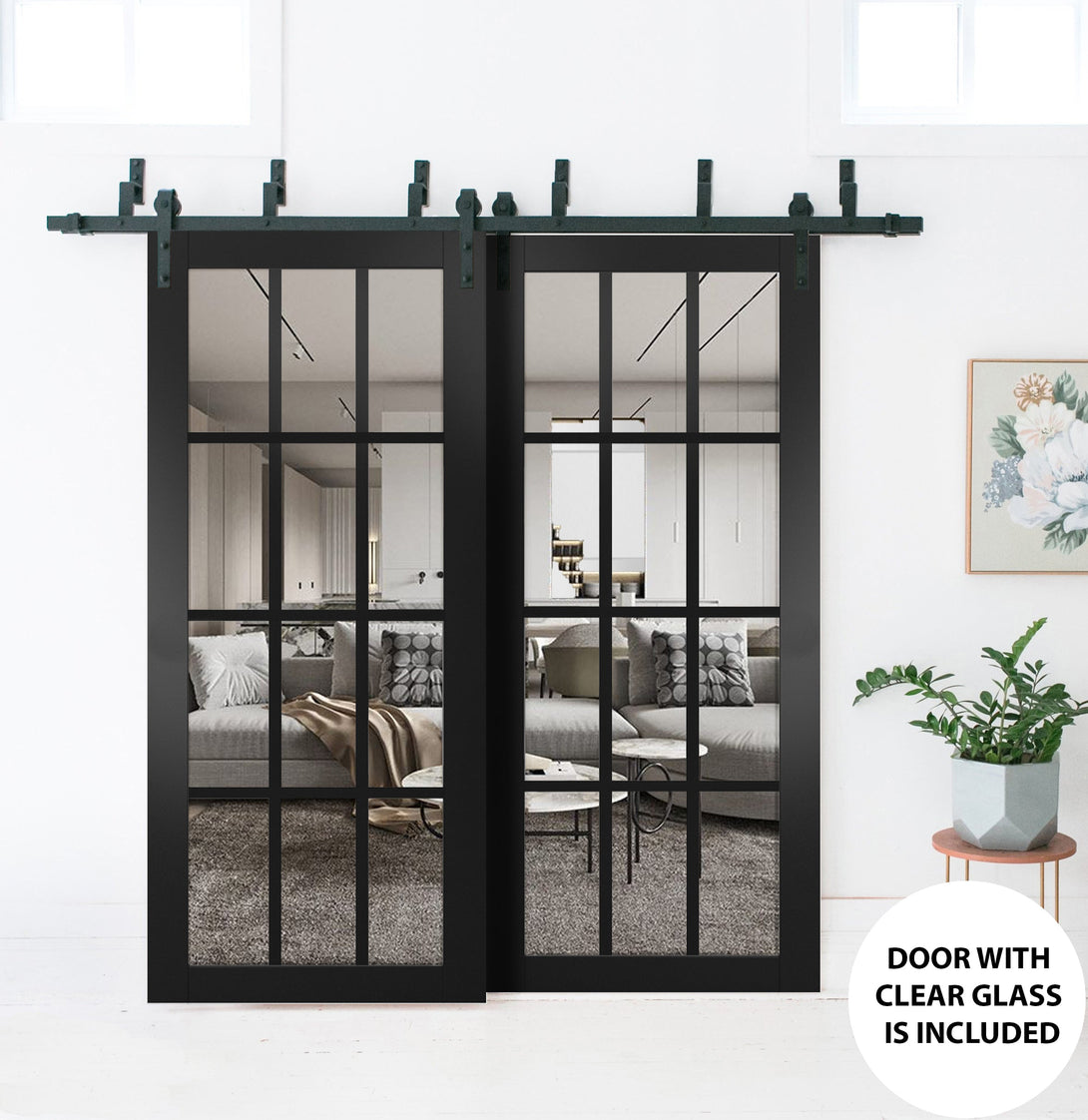 Interior Barn Bypass Door | Felicia 3355 | Hinges Handle – Homenetics