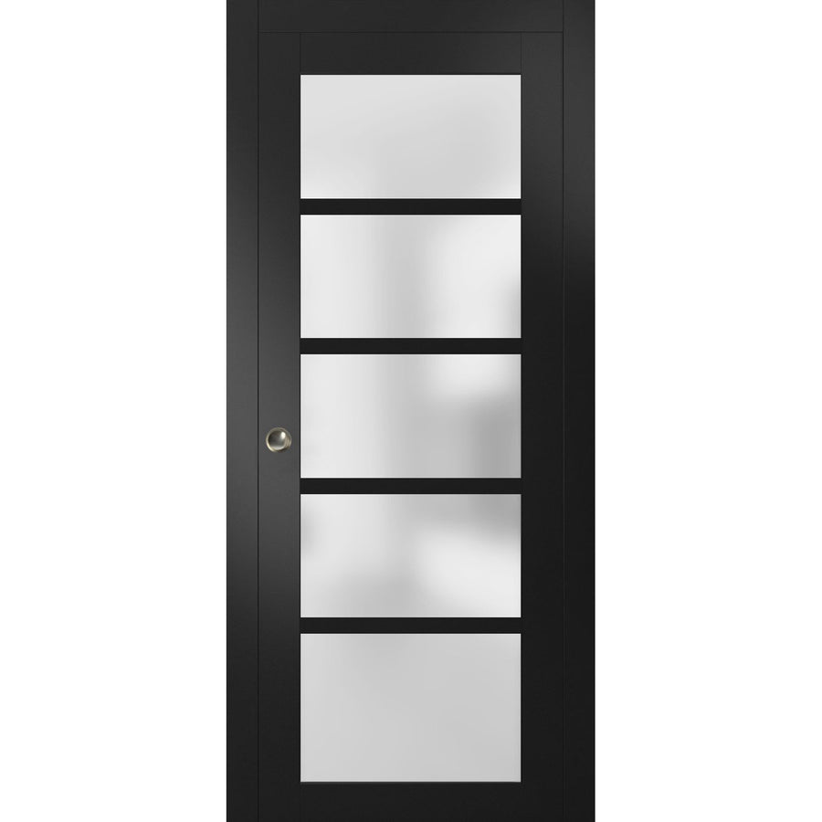 Interior Pocket Door | Quadro 4002 | Black Matte, Chocolate Ash, Cognac Oak, Ginger Ash | Hinges Handle